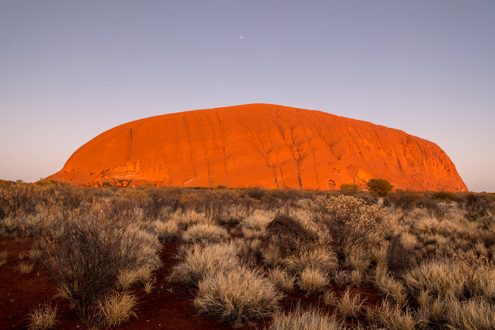   Uluru from the north-east about forty minutes before sunrise, Leica CL and 18-56mm lens.  